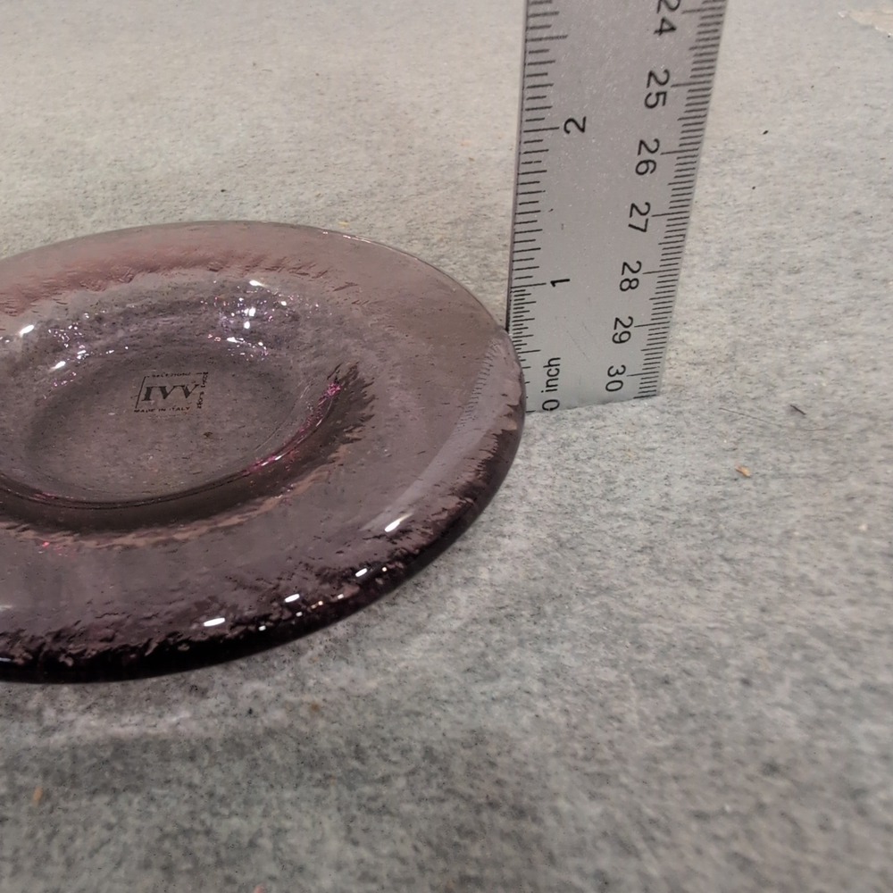 IVV Selezione Amethyst Purple Mouth Blown Glass Dish Made in Italy Textured - Picture 5 of 5